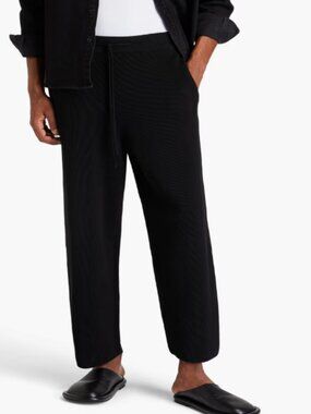 Le17Septembre Ribbed Cotton Blend Cropped Drawstring Pants Black 48‎ or 30- 32